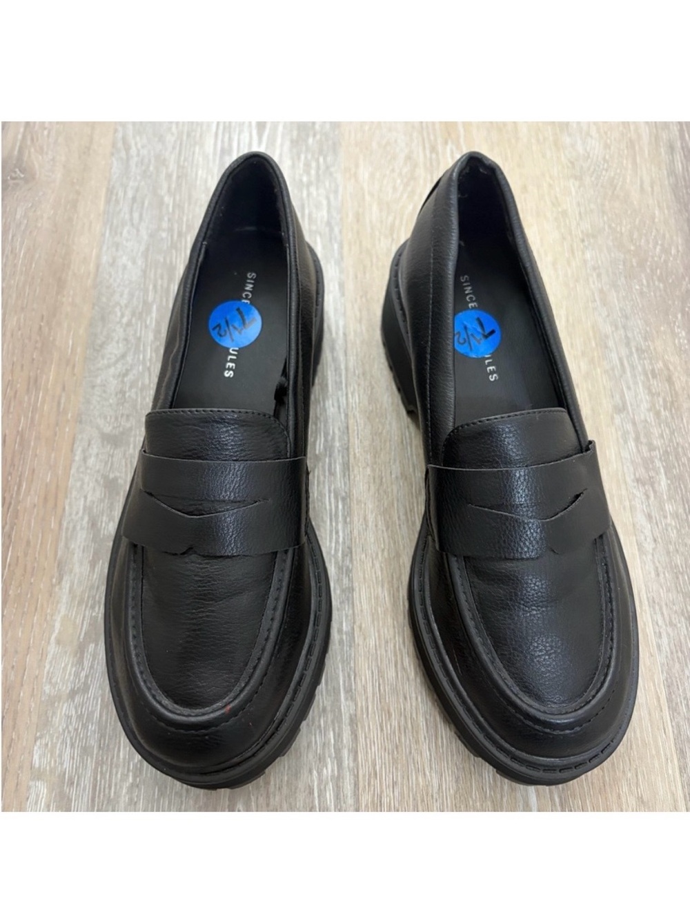 Sincerely Jules Black Leather Penny Loafers